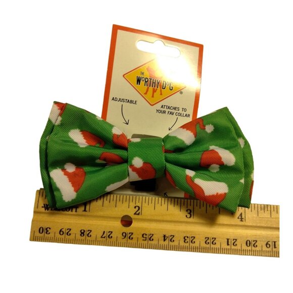 Worthy Dog Christmas Collar Bow Tie Green Red Santa Hat Pet Dog Cat - Picture 3 of 3